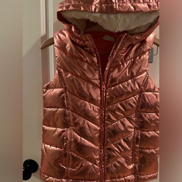 Crazy 8 Rose Gold Hooded Girl Puffer Vest Size XL/14 - Picture 2 of 12